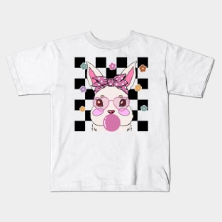 Cute Easter Bunny Checkerboard Kids T-Shirt